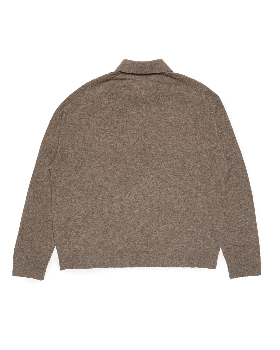 Wool Knit Polo Brown Melange
