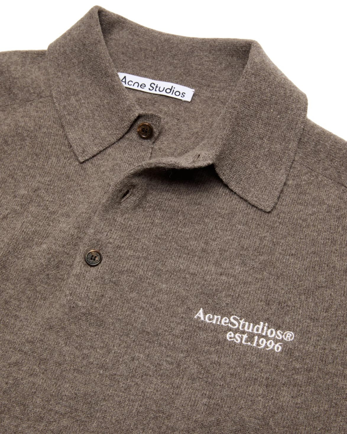 Wool Knit Polo Brown Melange