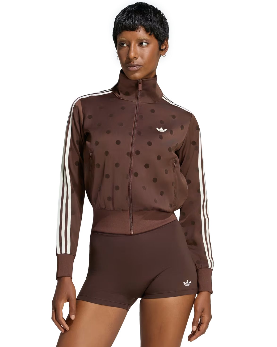 Satin Polka Dot Track Jacket Auburn