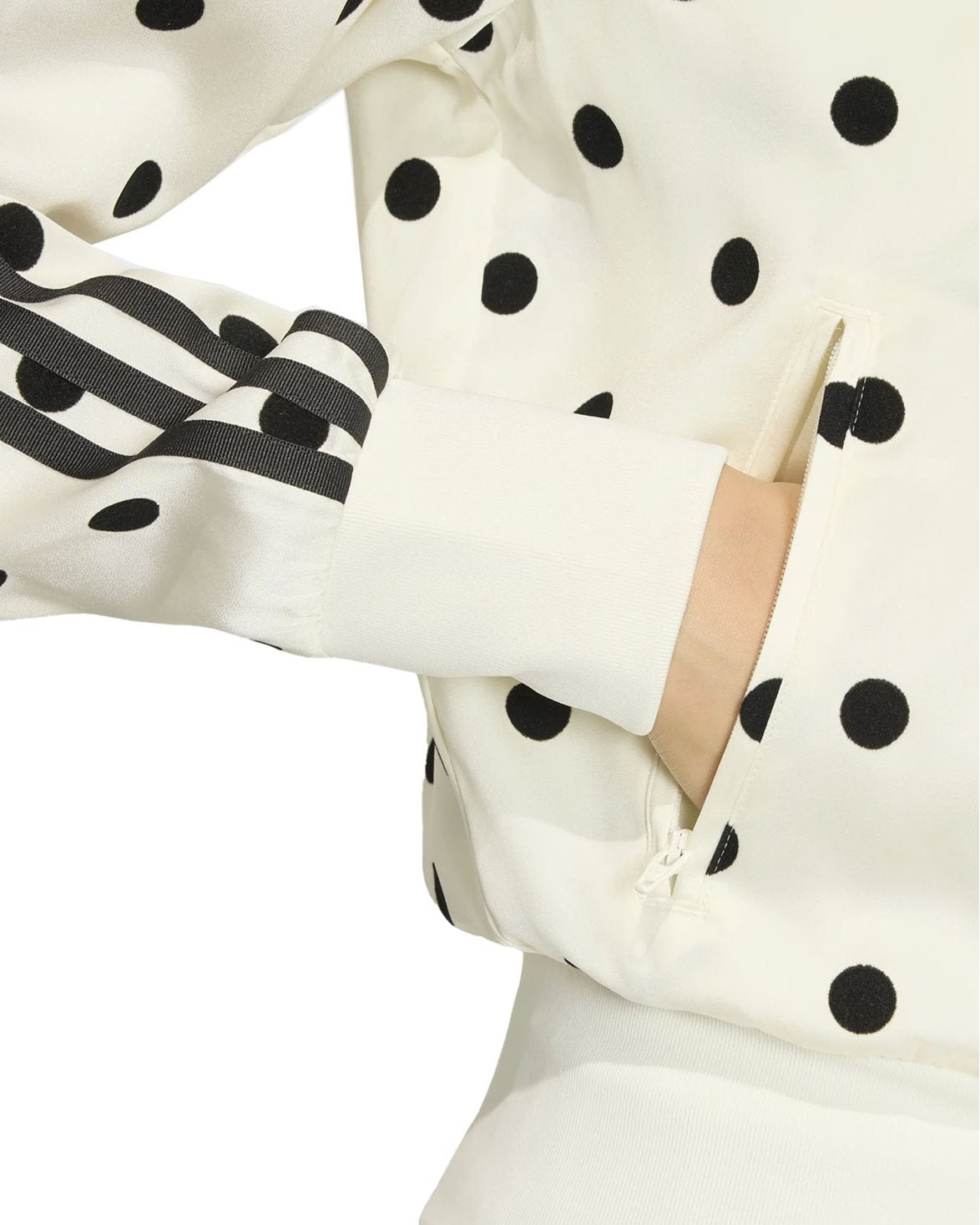 Satin Polka Dot Track Jacket Off White
