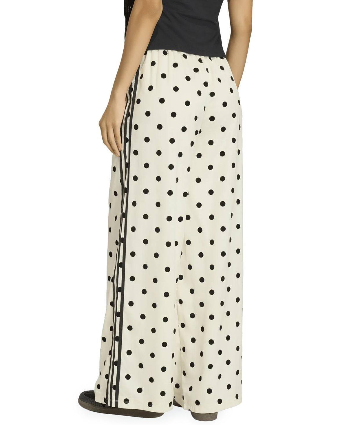 Satin Polka Dot Wide Leg Pants Off White
