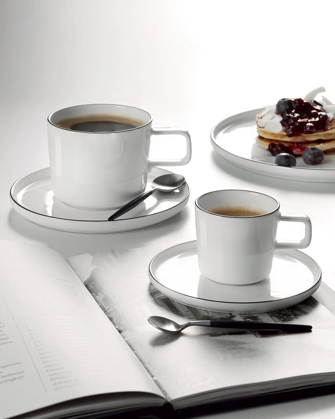 Espresso Cup With Saucer Black Rim White