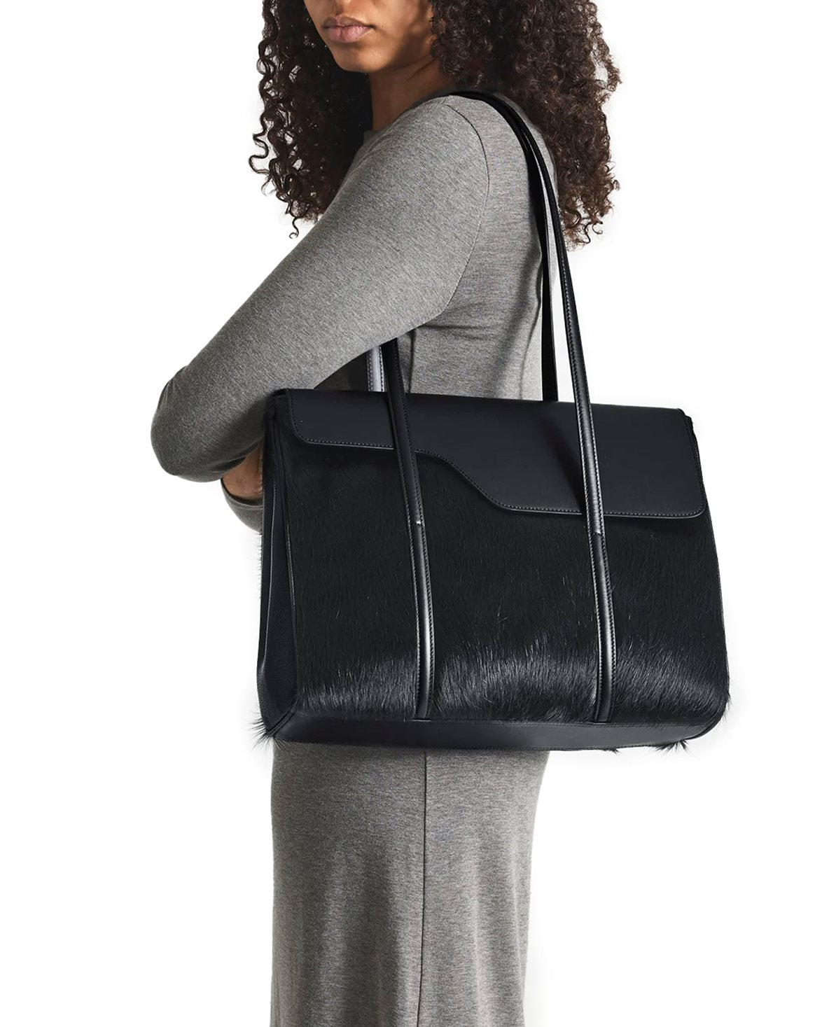 Abriola Tote Bag Black Pony/Vacchetta