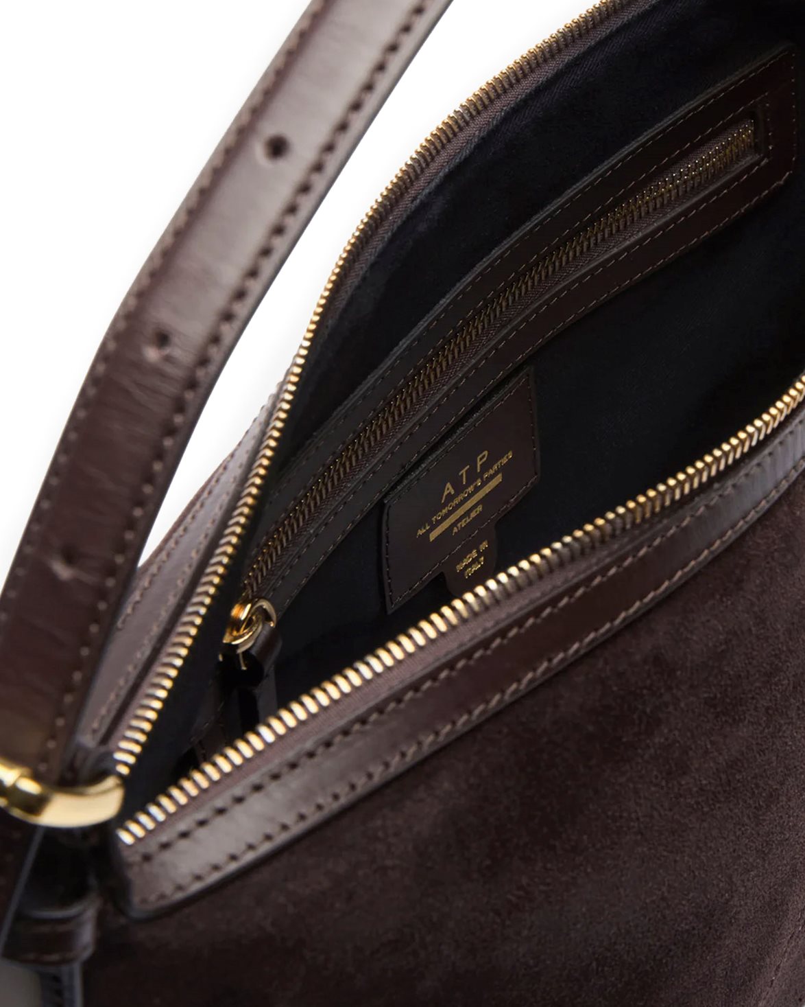 Castellare Shoulder Bag Walnut Suede/Vacchetta
