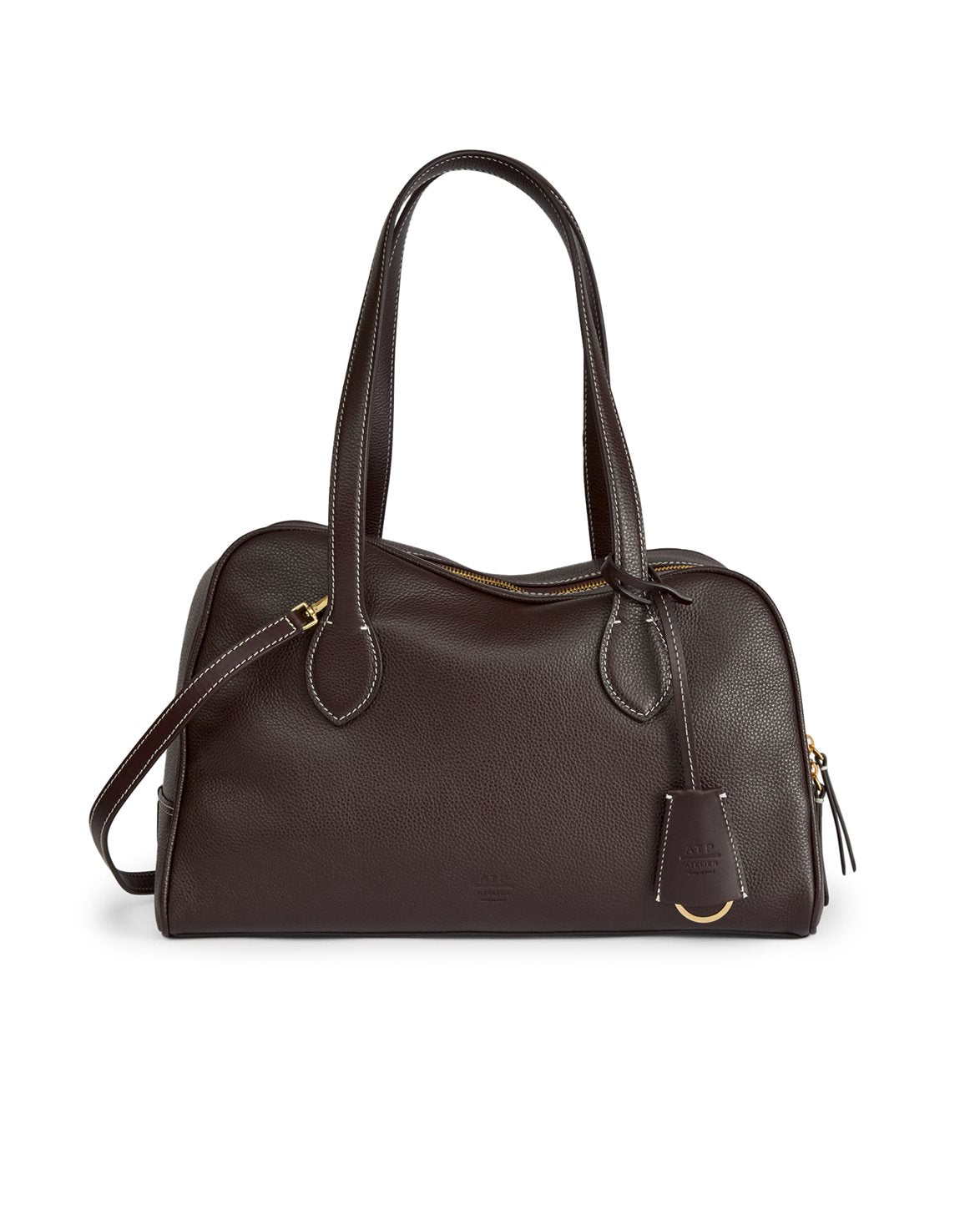Noale Large Bowling Bag Walnut/Contrast Stitch