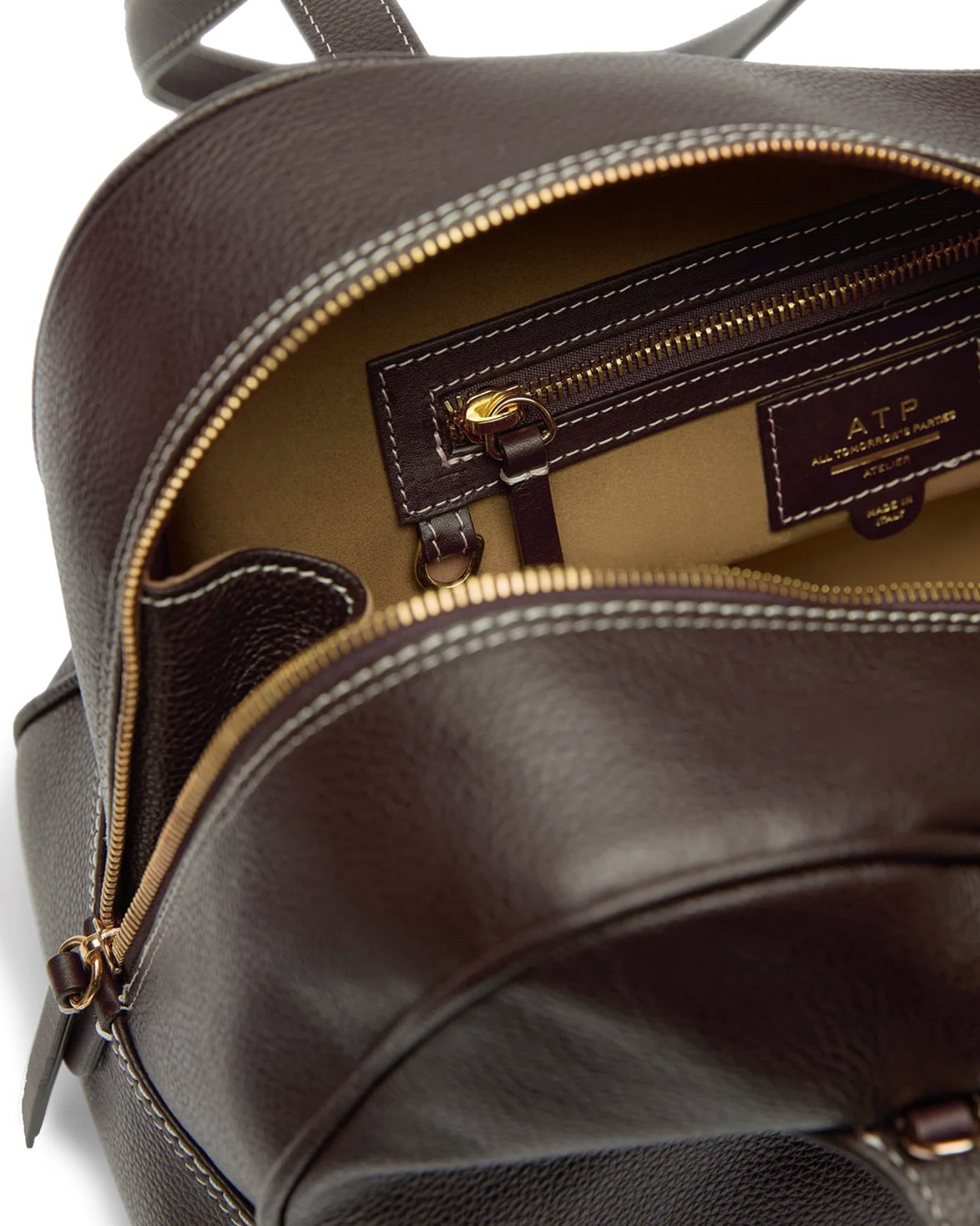 Noale Large Bowling Bag Walnut/Contrast Stitch