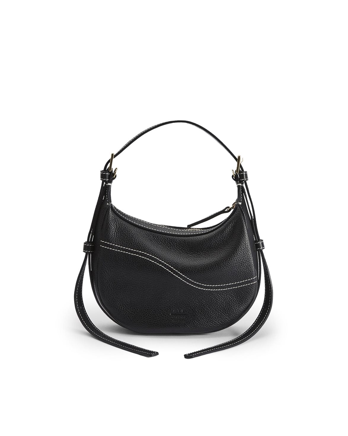 Silea Mini Hobo Bag Black/Contrast Stitch