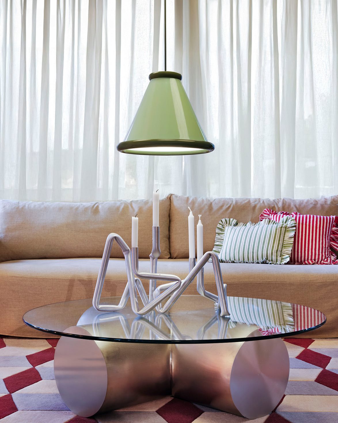 Belle Pendant Lamp Large Pastel Green/Reseda Green