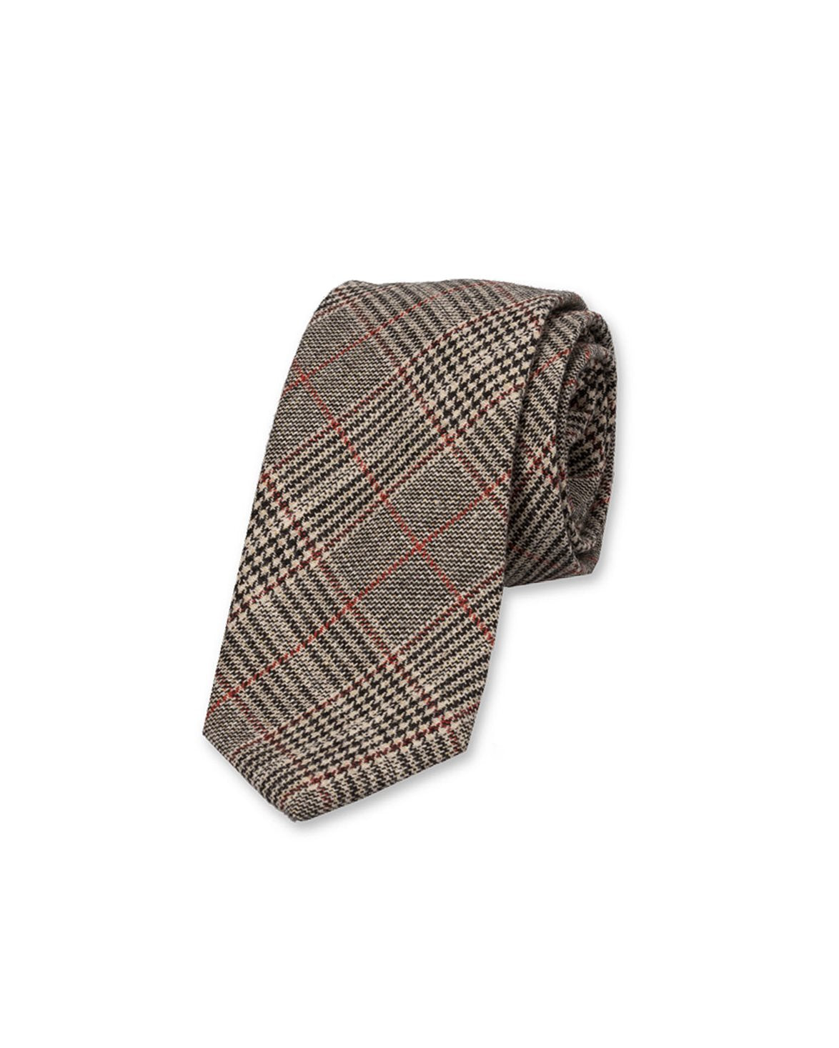 Check Wool Tie Beige/Black/Red