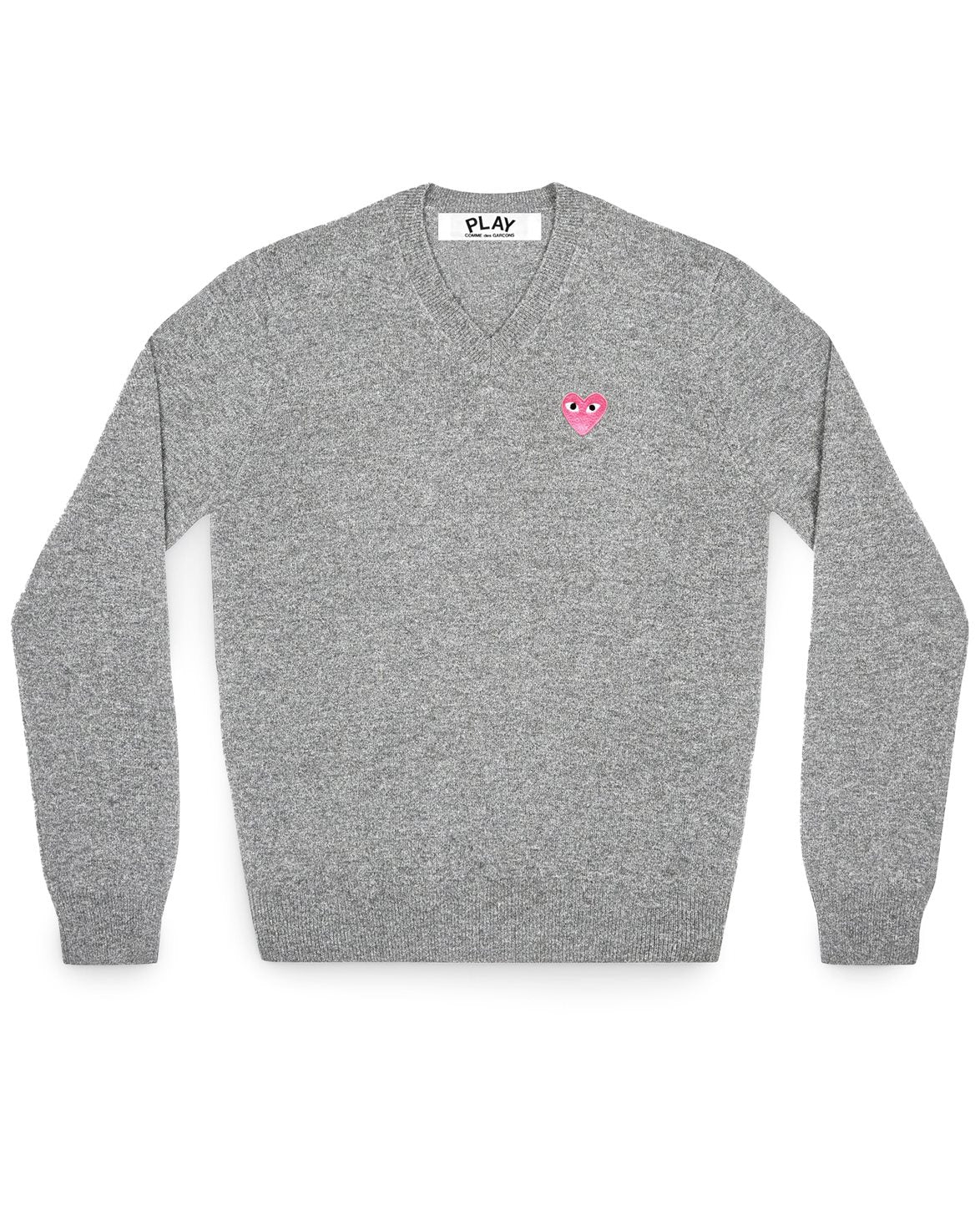 Pink Heart V-Neck Sweater Grey