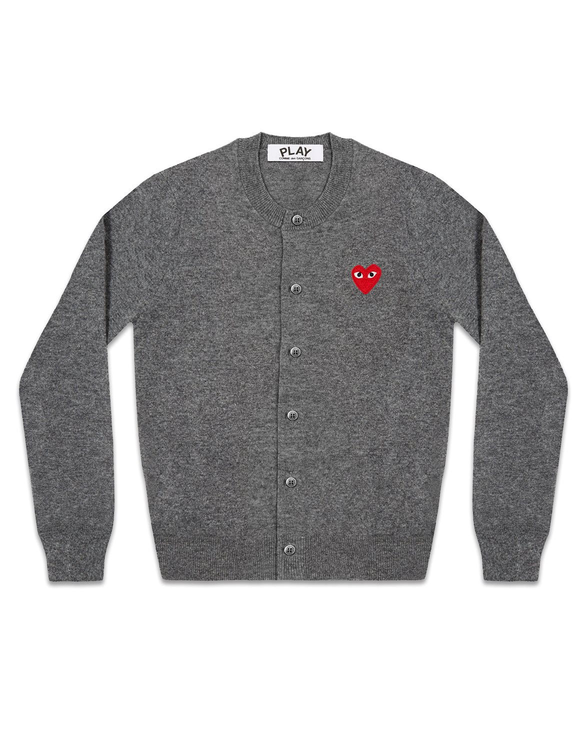 Red Heart Round Neck Cardigan Med Gray