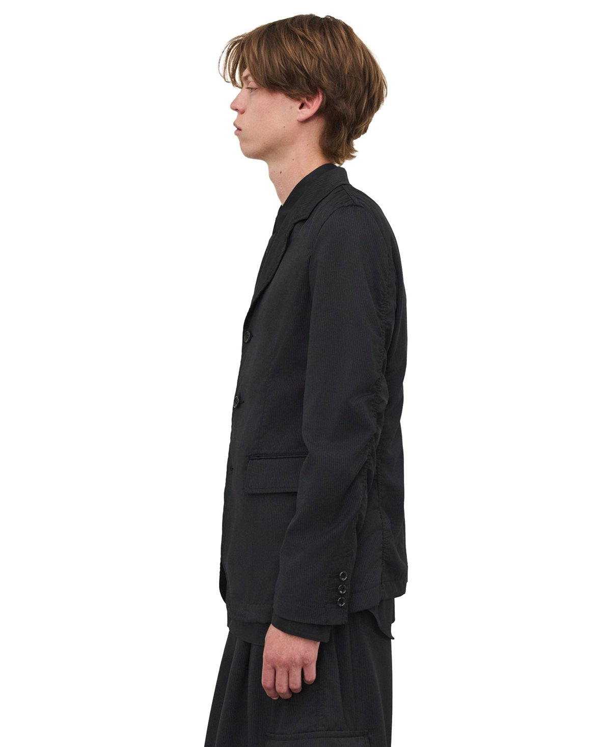 Stripe Tropical Wool Jacket Black