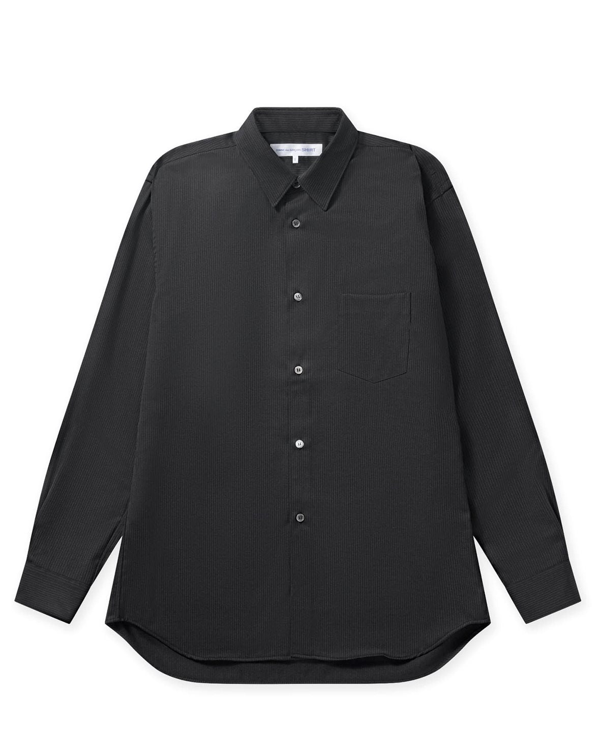 Stripe Tropical Wool Shirt Black