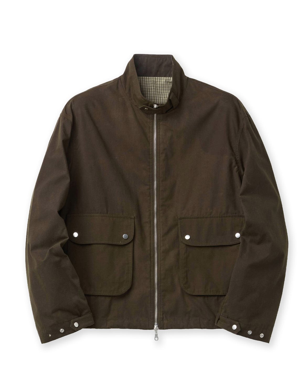 Stand Collar Washed Jumper Dark Brown