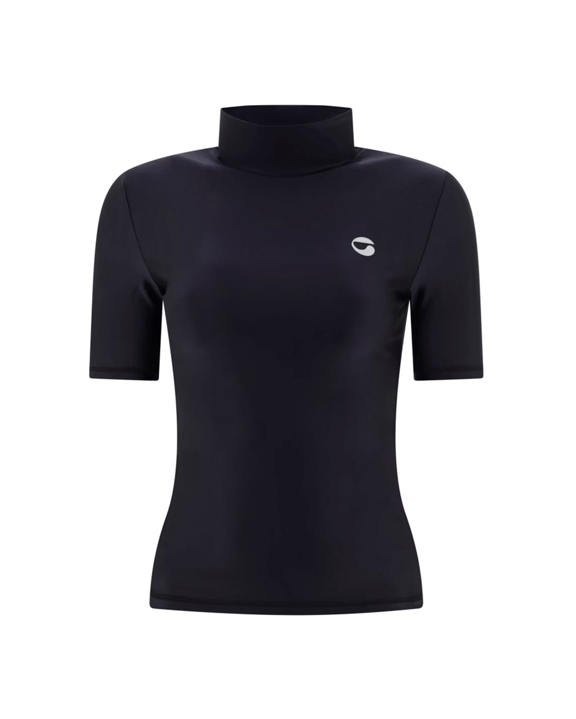 High Neck Fitted Top Black