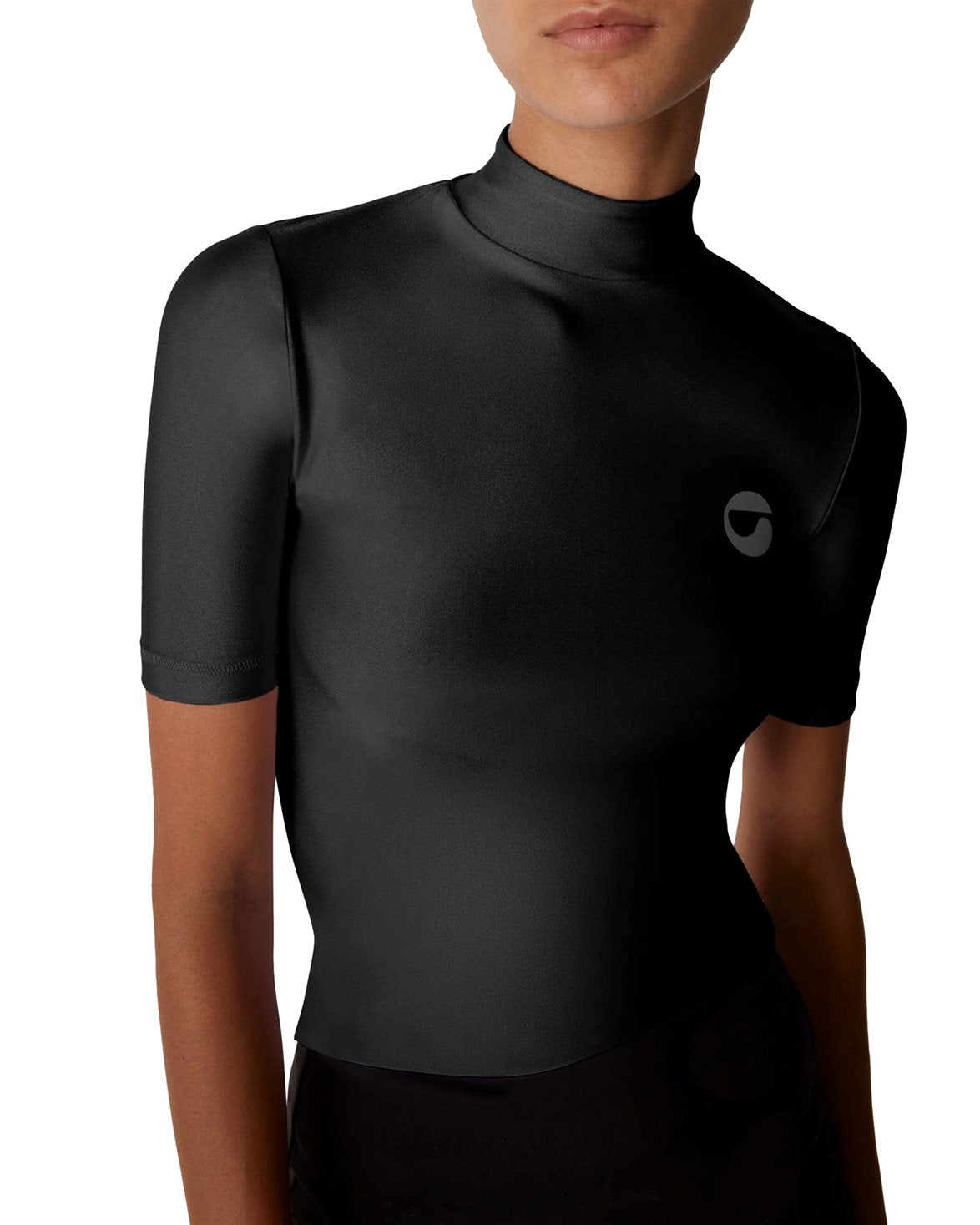 High Neck Fitted Top Black