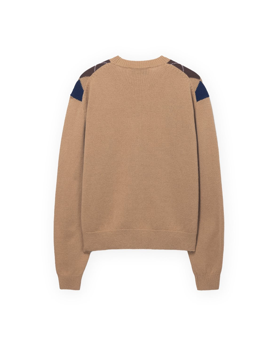 Argyle Crew Neck Sweater Camel Beige