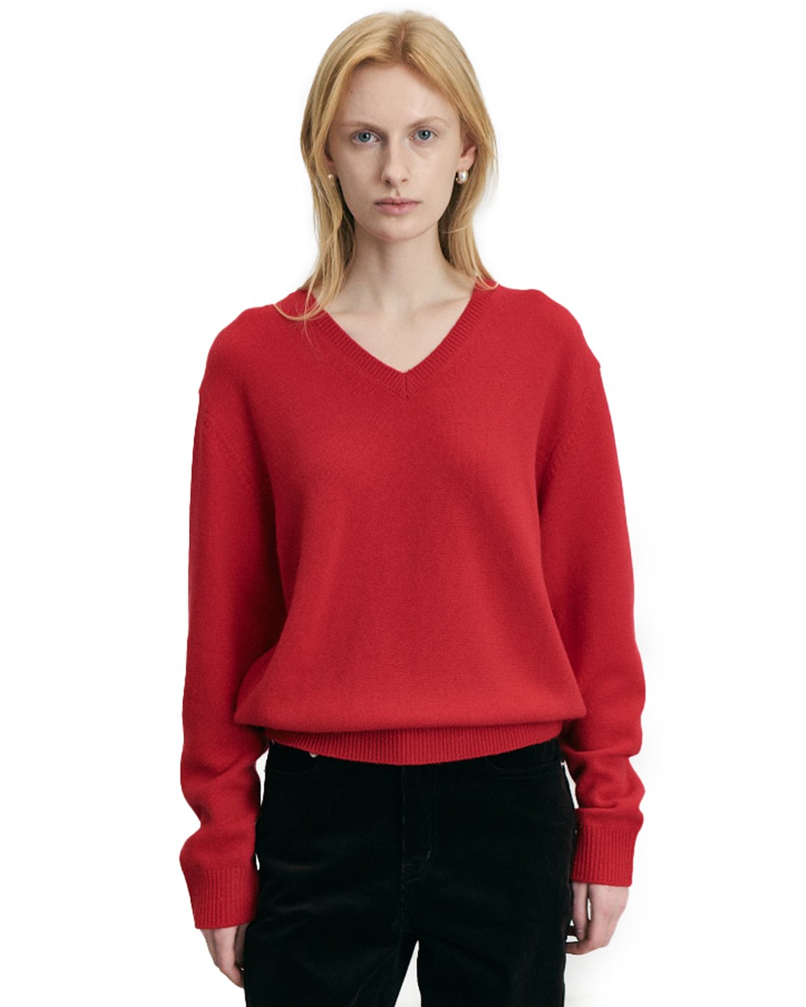 Cashmere V-Neck Sweater Red