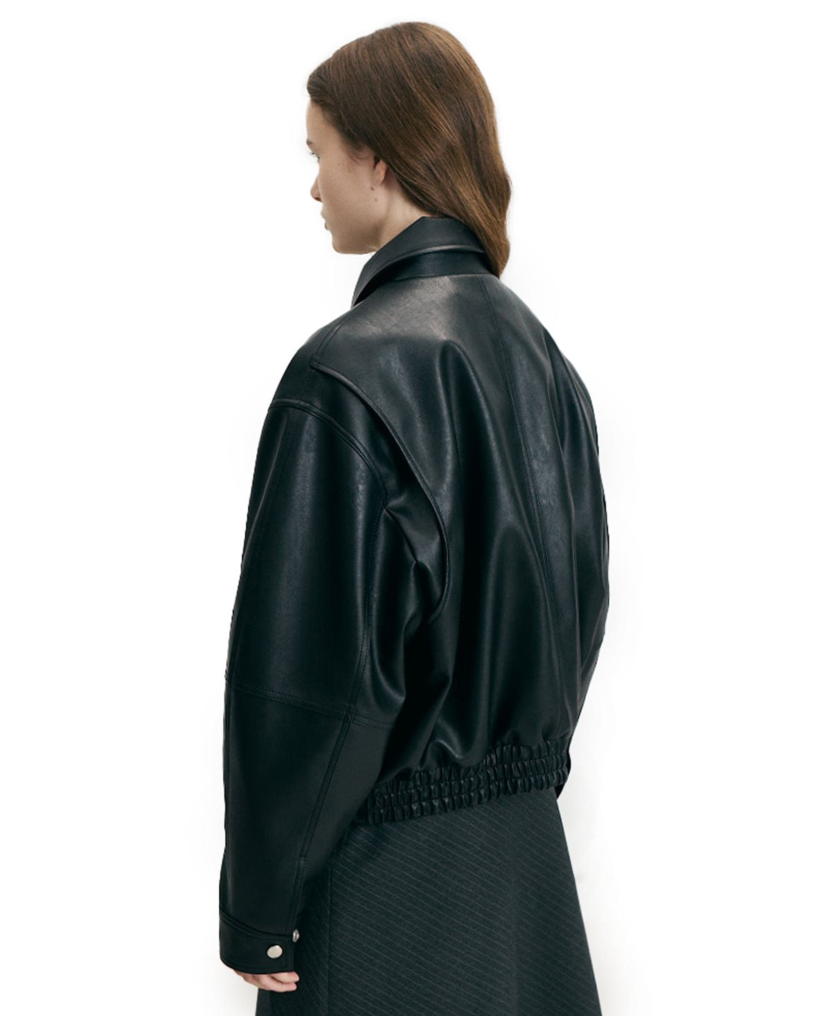 Cropped Alter-Leather Blouson Black