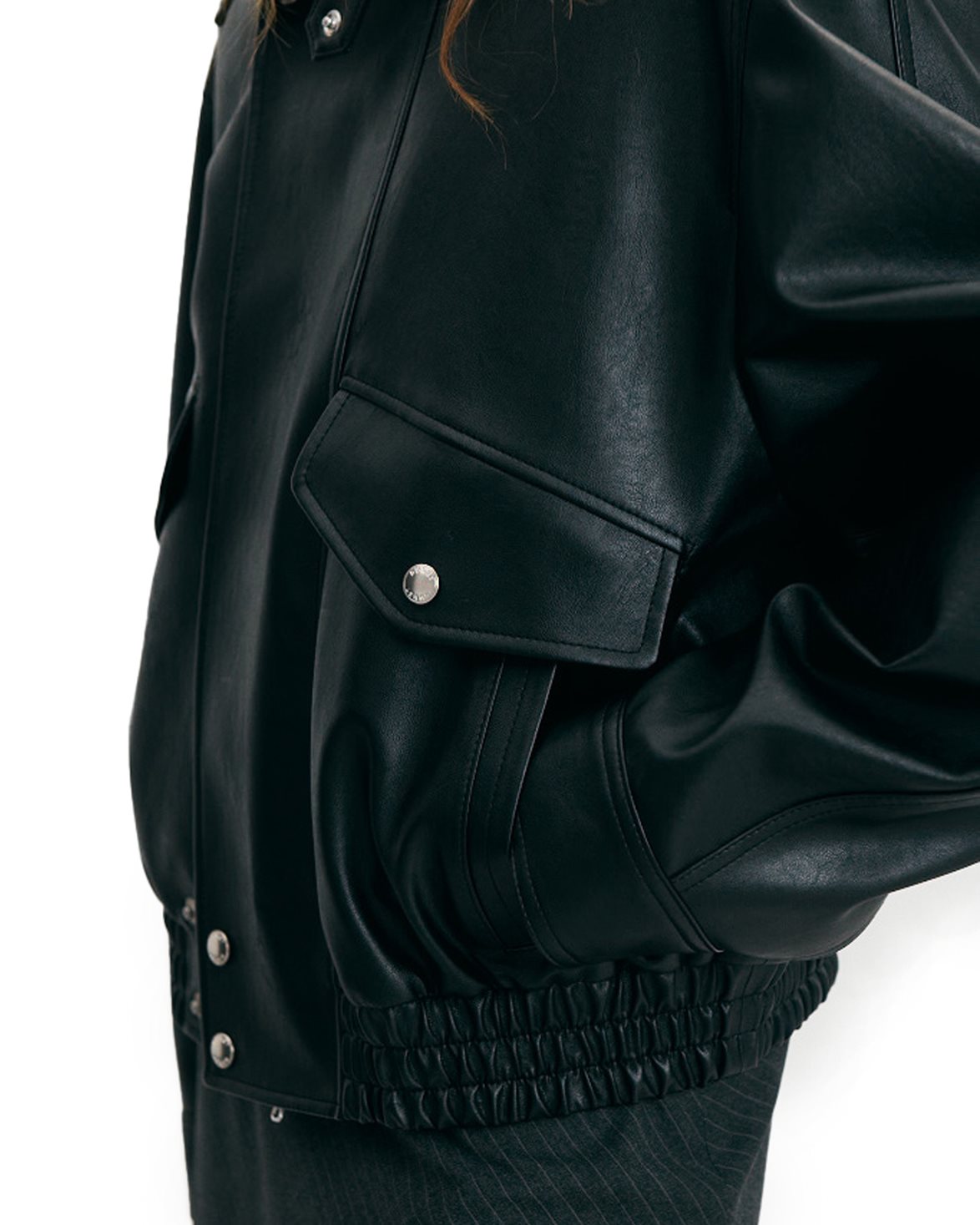 Cropped Alter-Leather Blouson Black