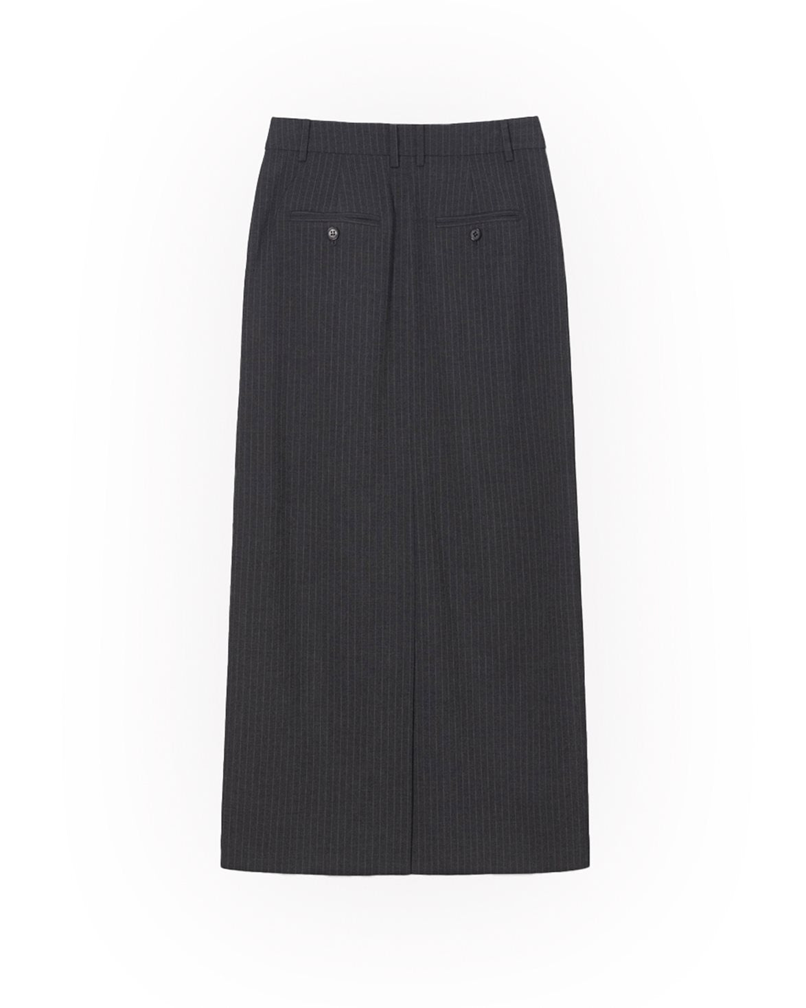 H-Line Long Skirt Charcoal Grey Stripe