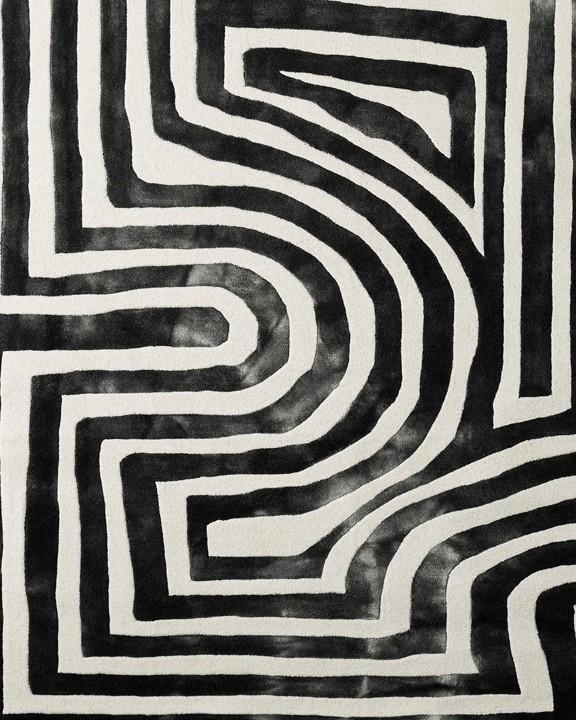 Psychedelic Labyrinth Rug Charcoal