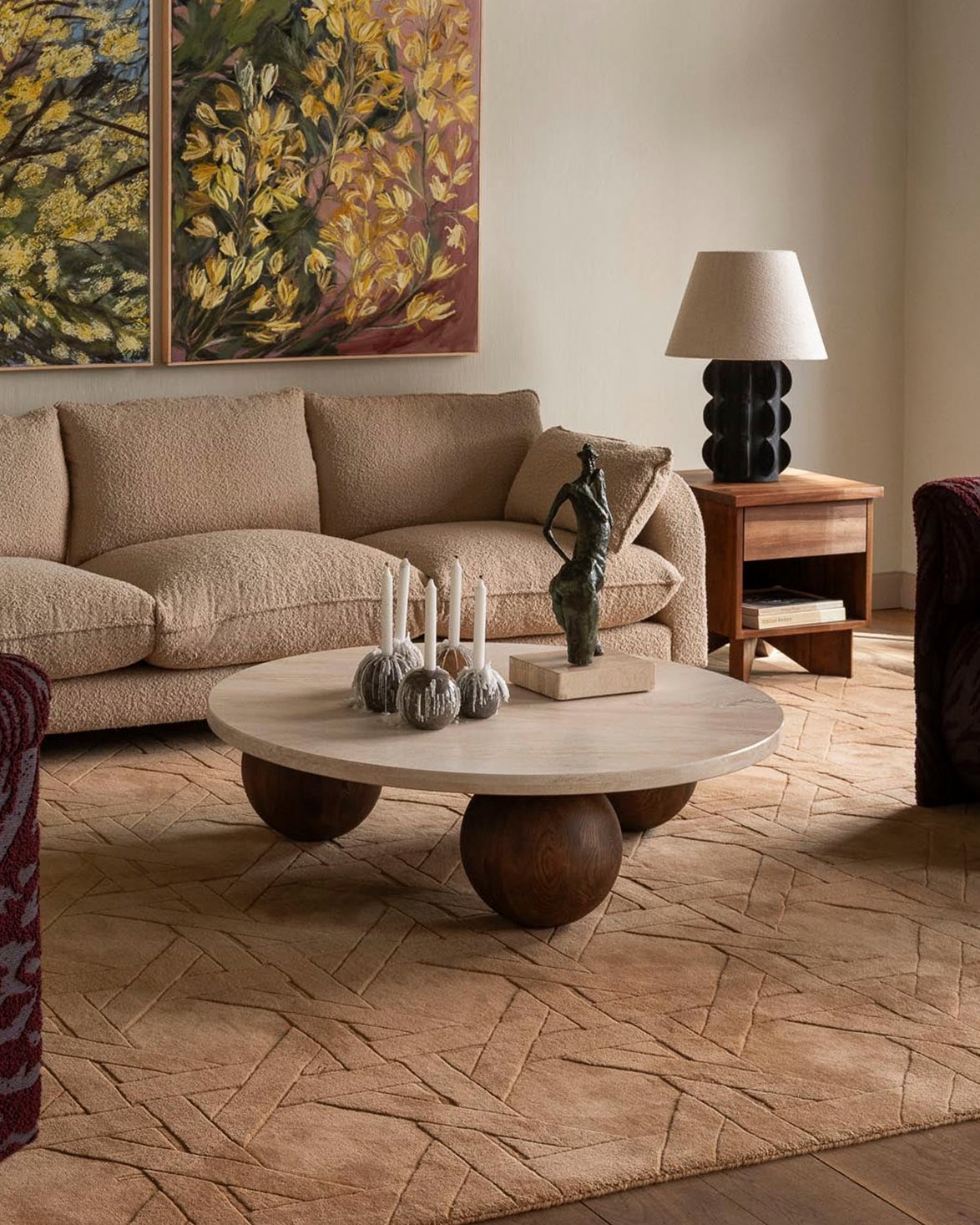 Sphere Round Sofa Table Ø100 Travertino Bianco