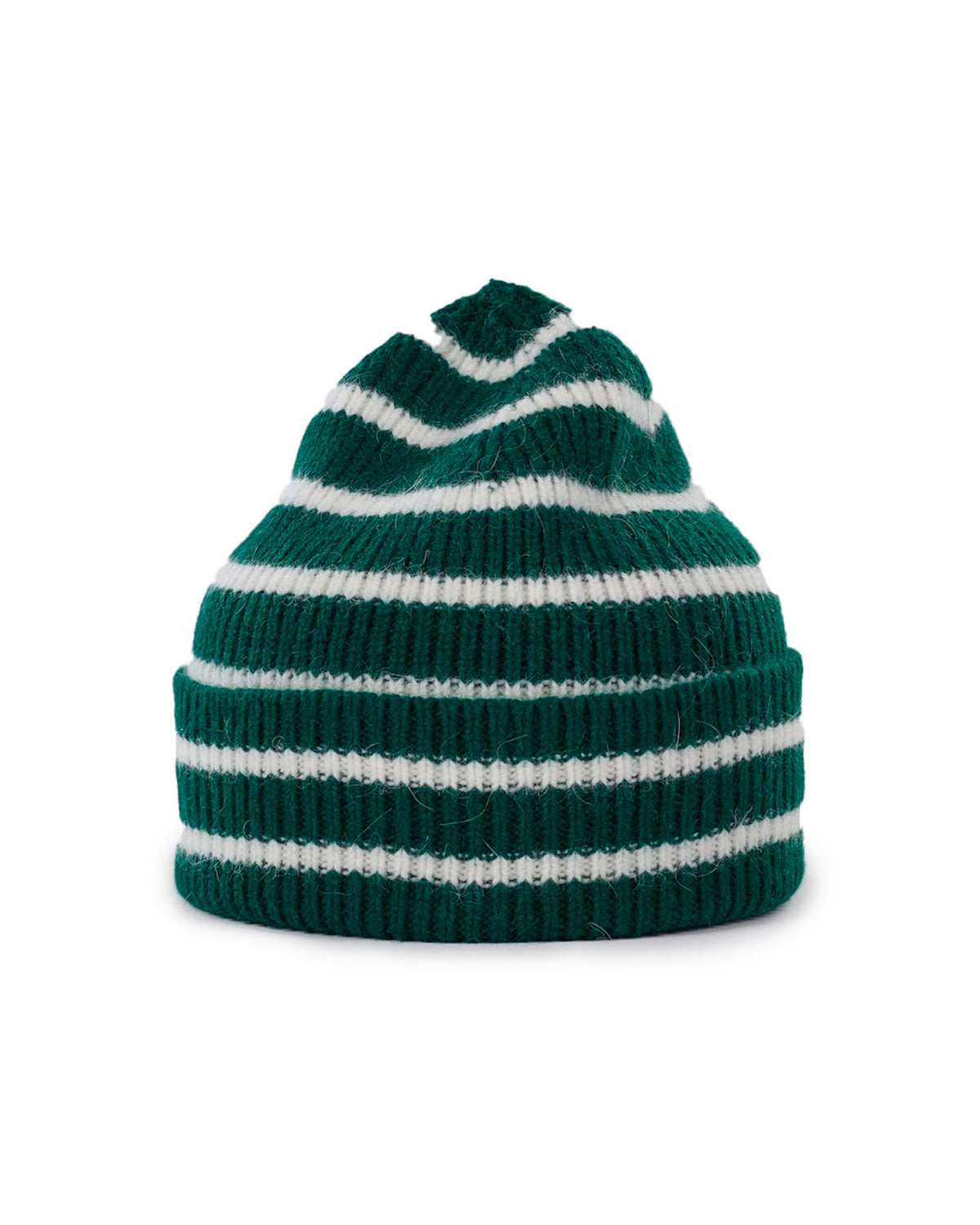 Lambswool/Caregora Beanie Moss Stripe