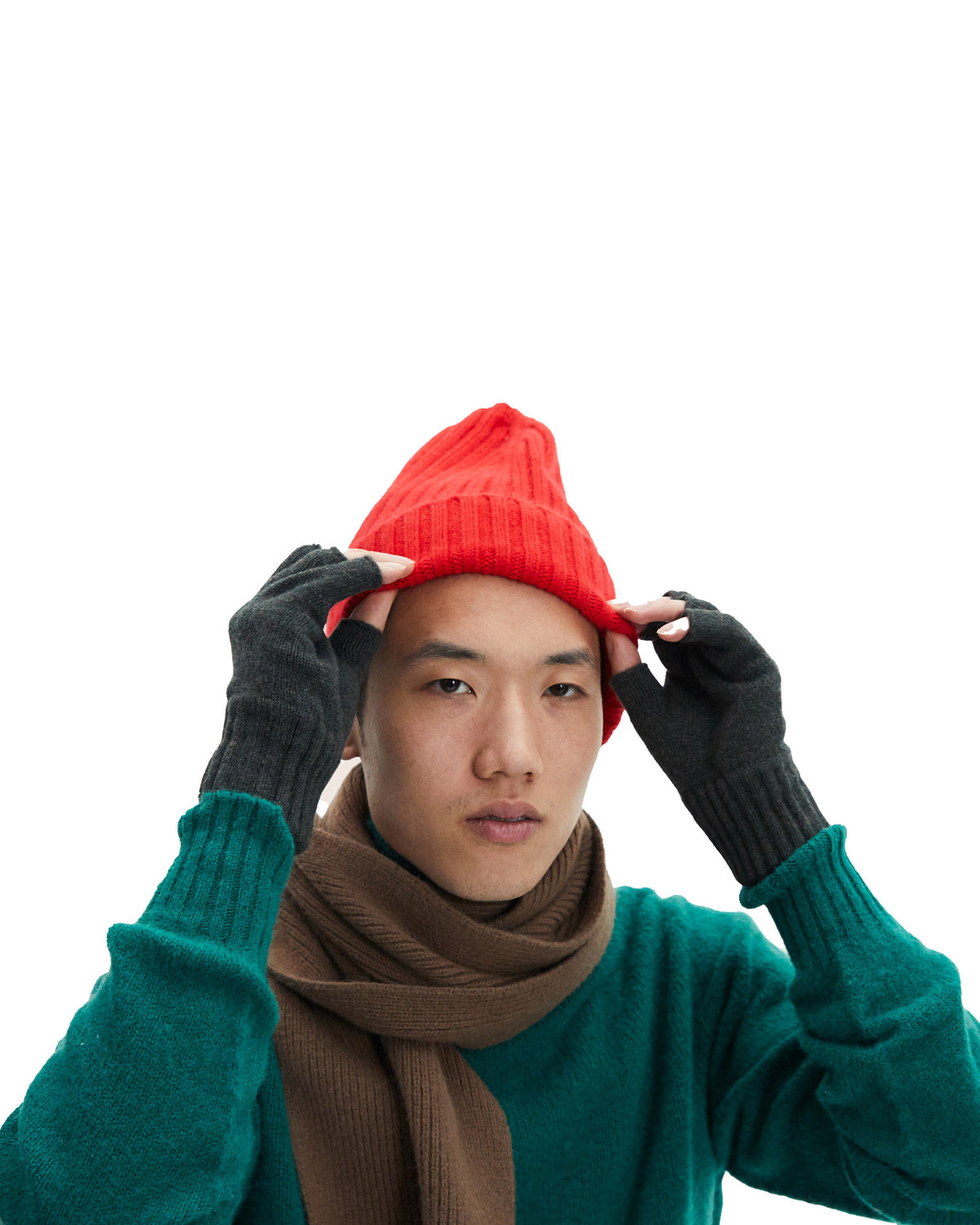 Merino Wool Gloves Fingerless Croco