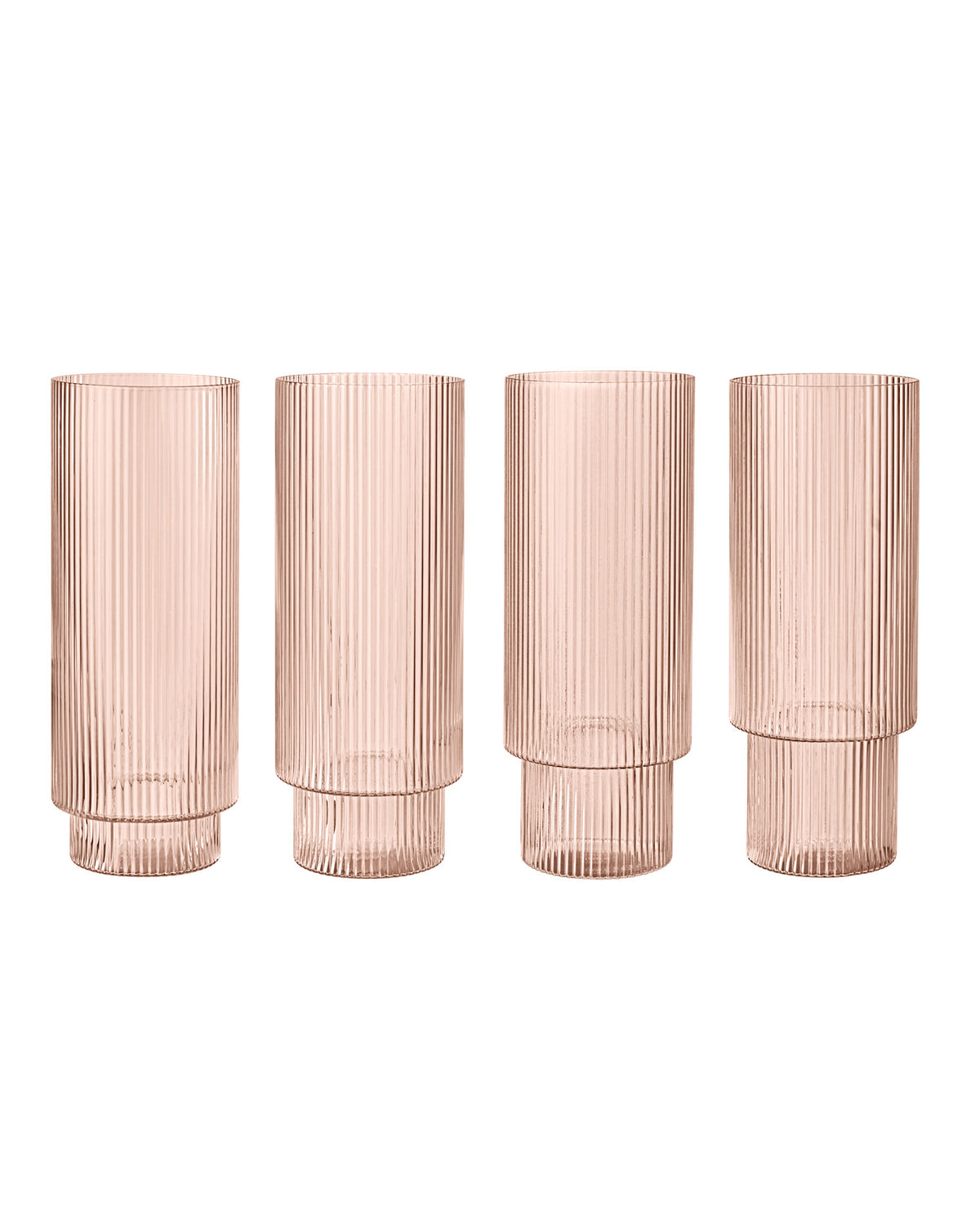 Ripple Long Drink Glass 4-Pack Blush
