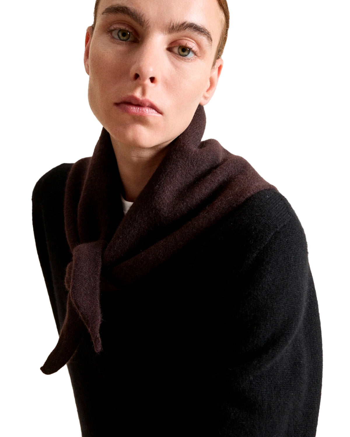 Lambswool/Caregora Bandana Scarf Espresso