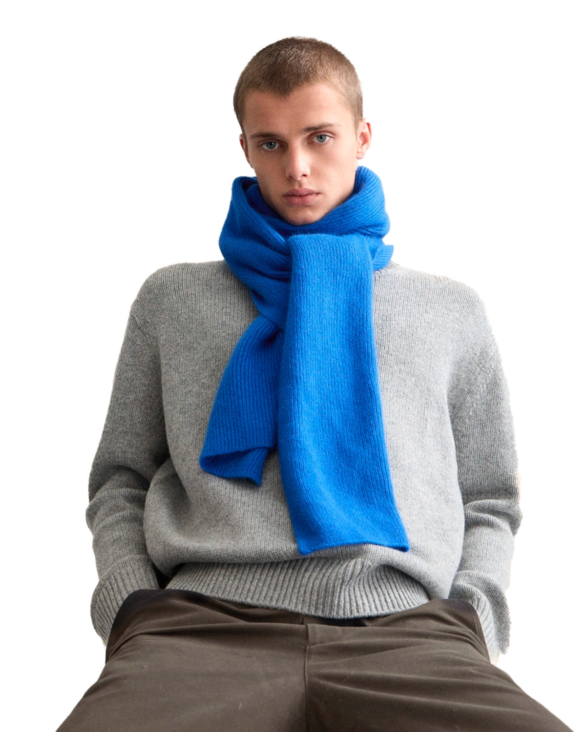 Lambswool/Caregora Bandana Scarf Royal Azure