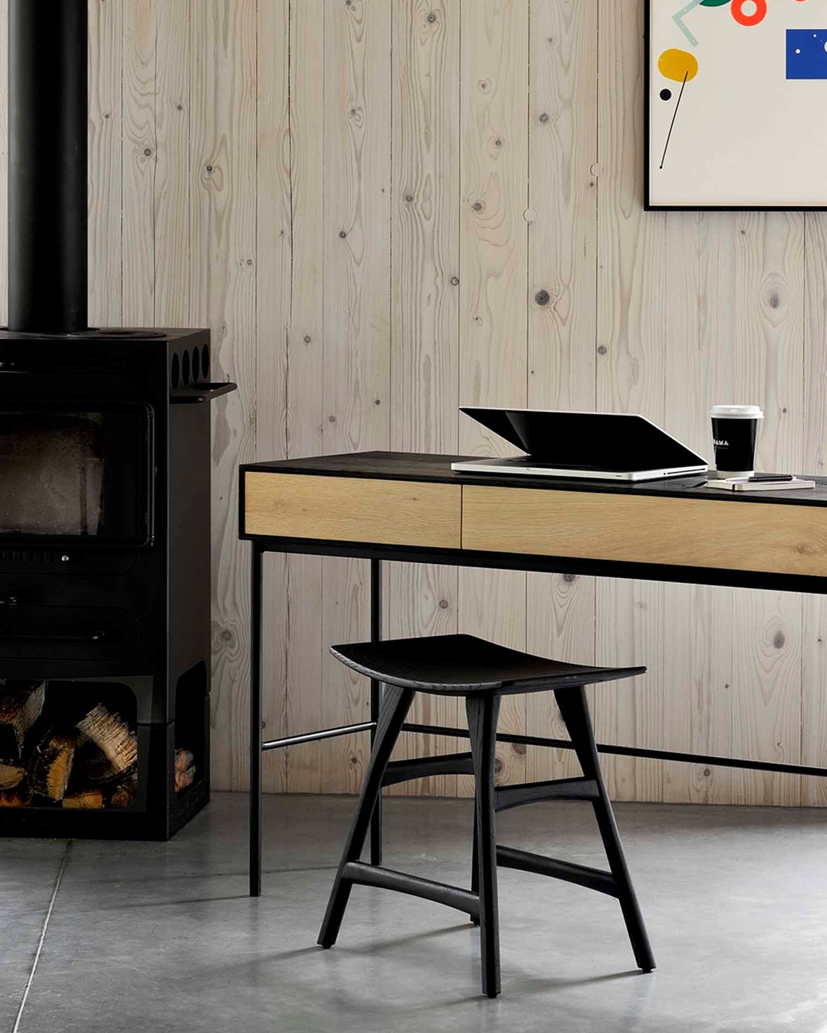 Osso Stool Varnished Black