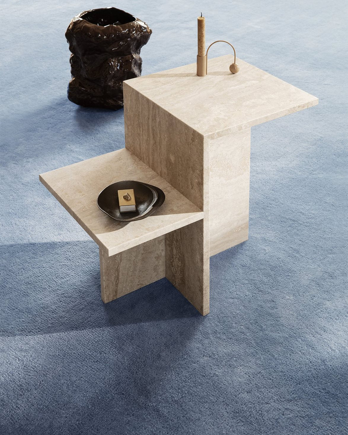 Distinct Side Table Travertine