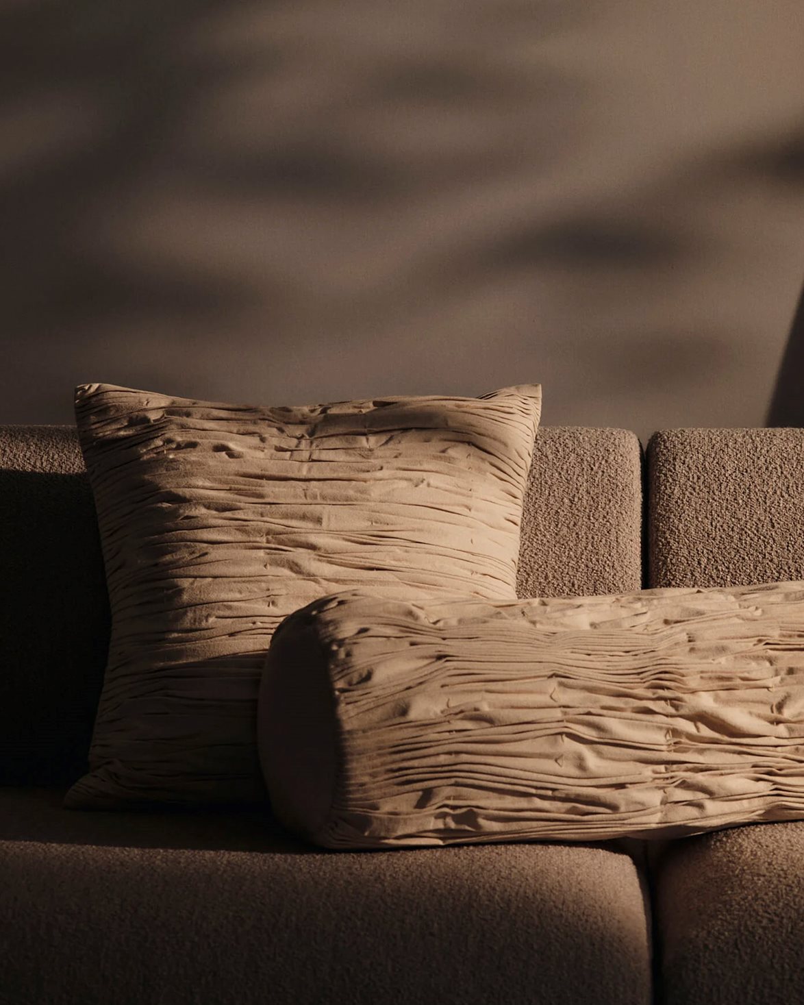 Falda Smocked Bolster Cushion Undyed