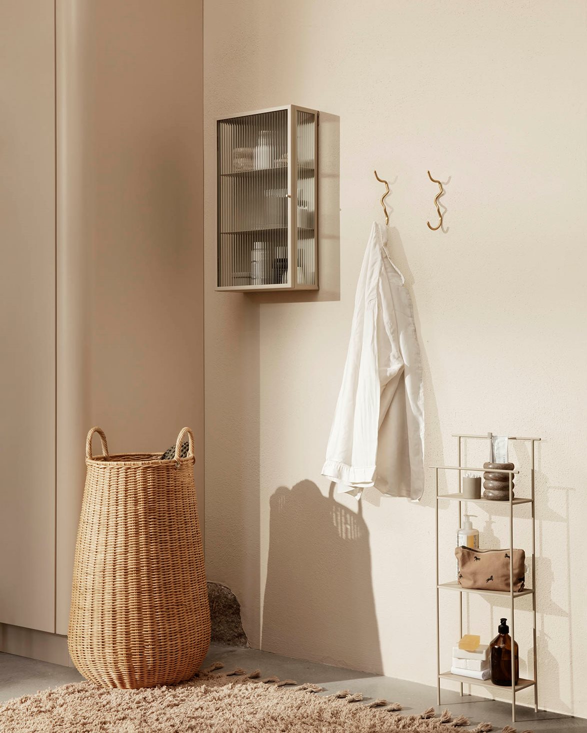 Haze Wall Cabinet Reeded Glass Cashmere