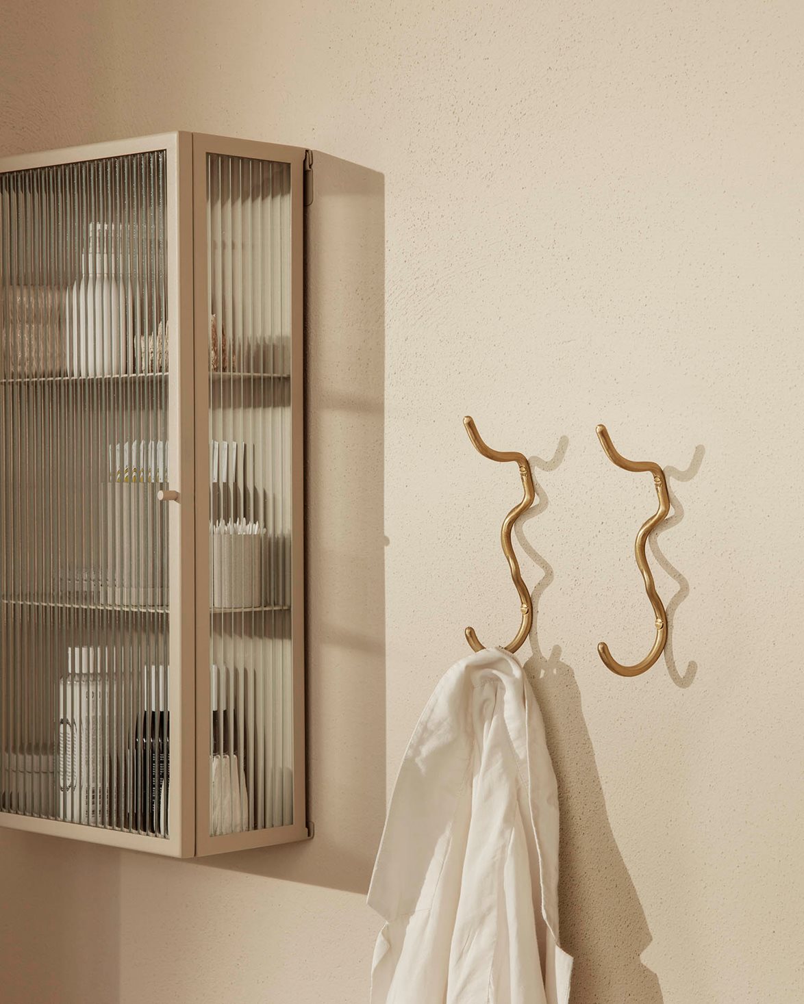 Haze Wall Cabinet Reeded Glass Cashmere
