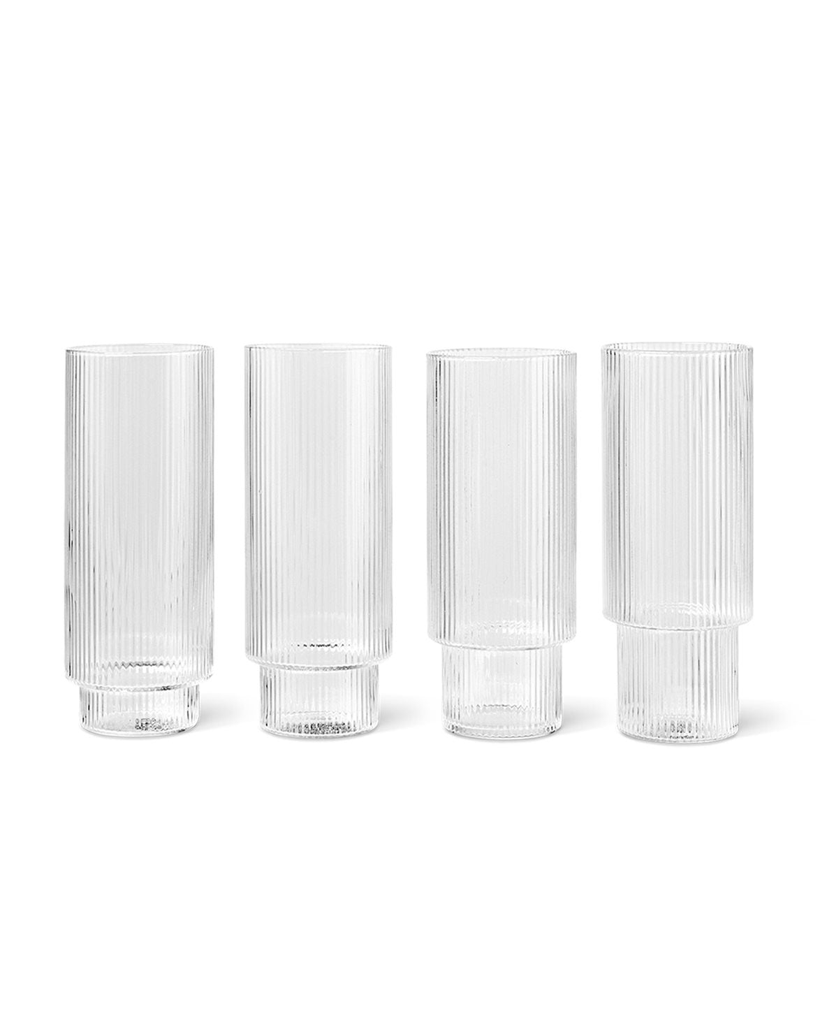Ripple Long Drink Glass 4-Pack Clear