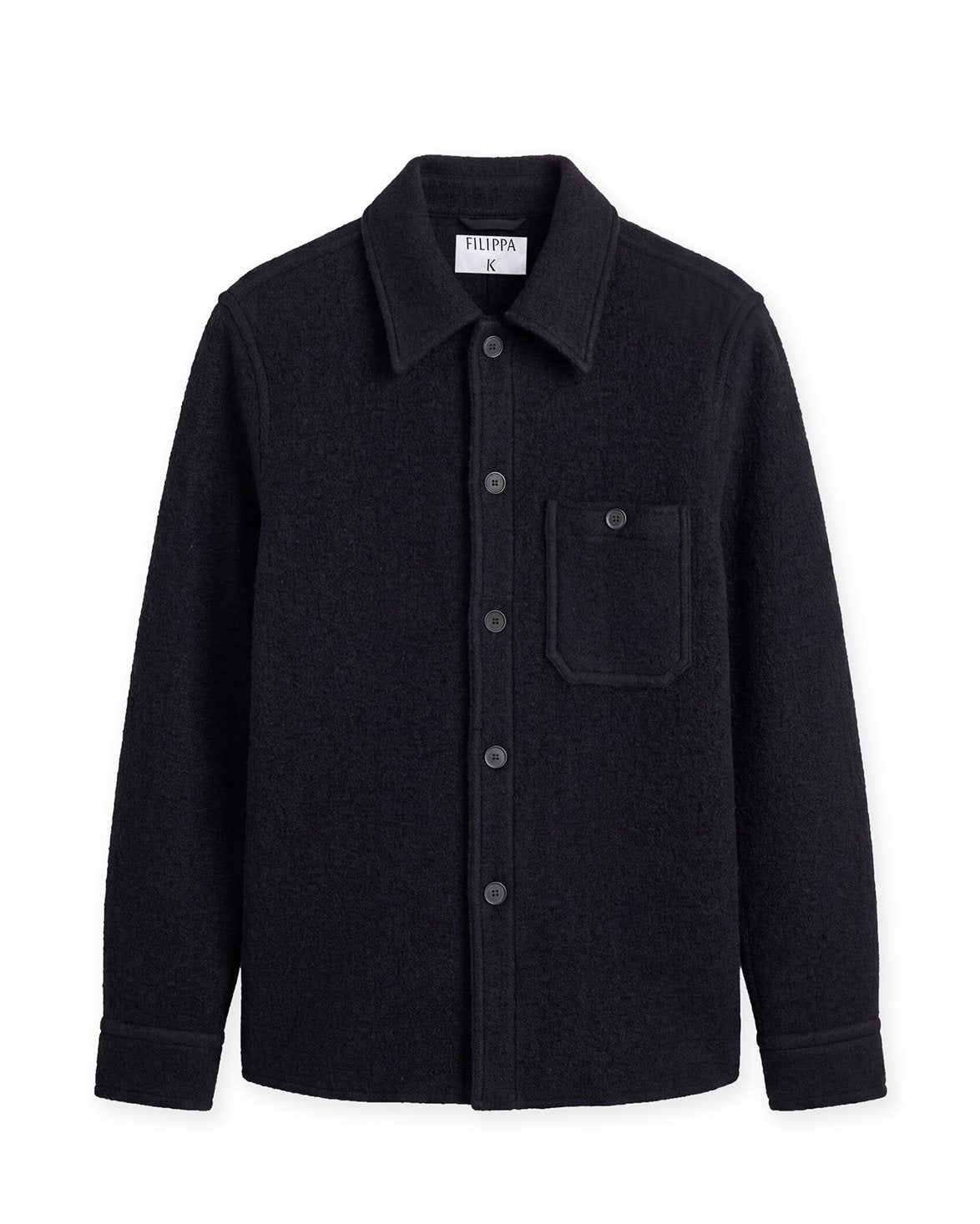 Boiled Wool Overshirt Black