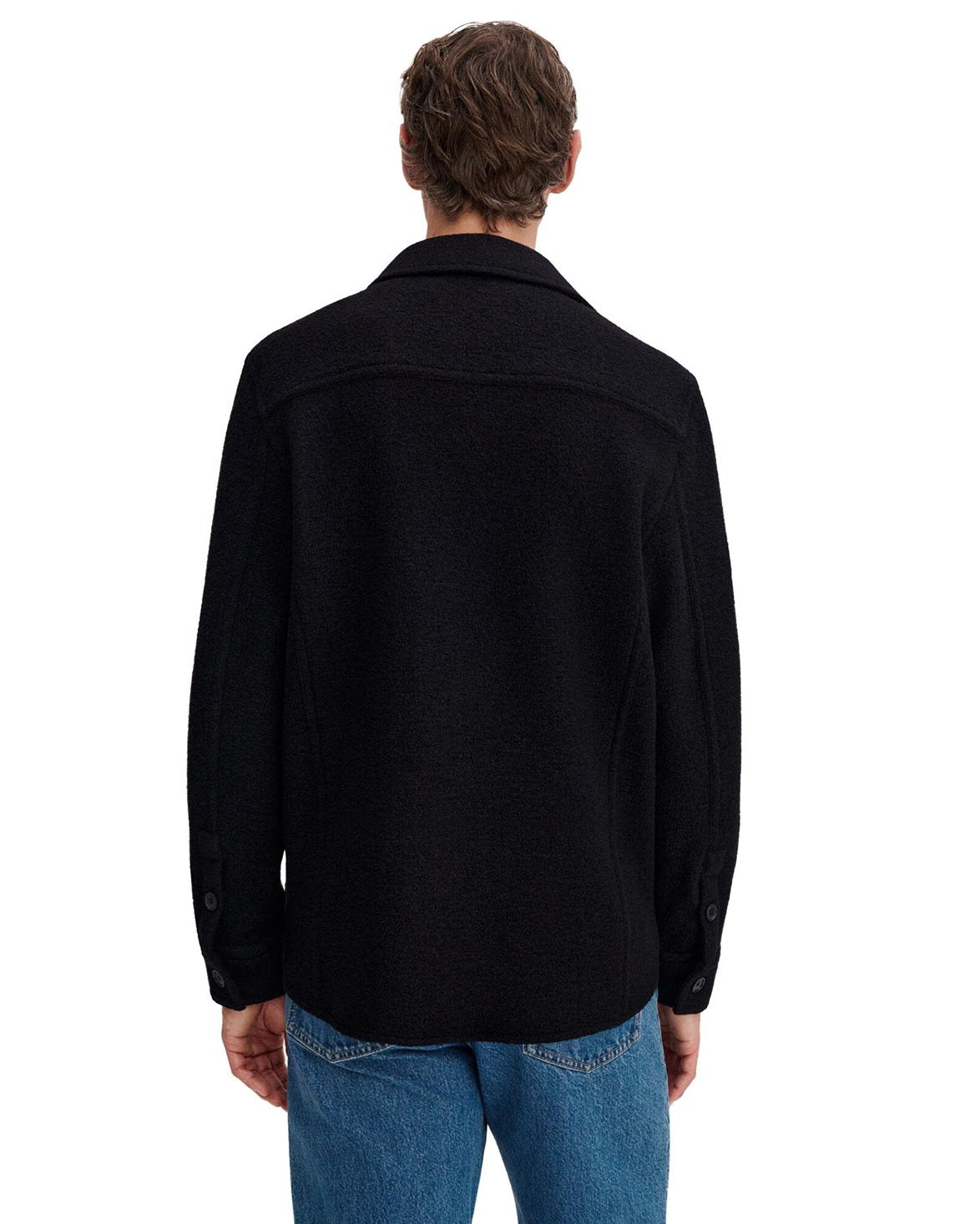 Boiled Wool Overshirt Black