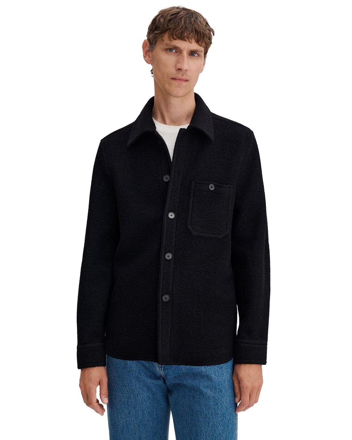 Boiled Wool Overshirt Black