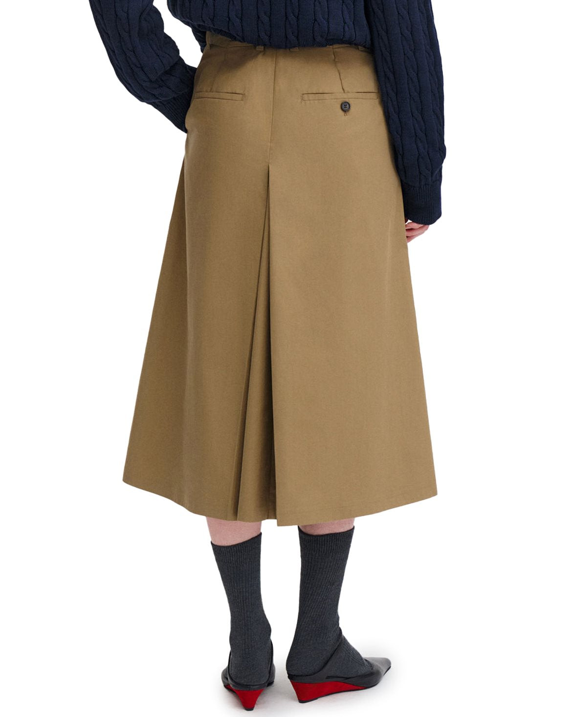 Box Pleat Skirt Taupe Beige