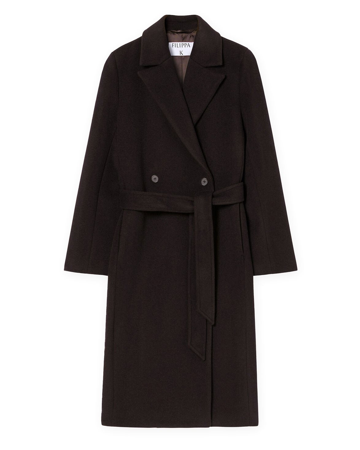 Charlotte Wool Belted Coat Dark Chocolate