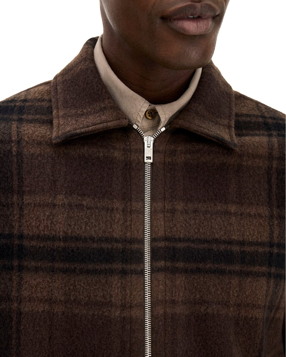 Check Wool Liner Jacket Brown Check