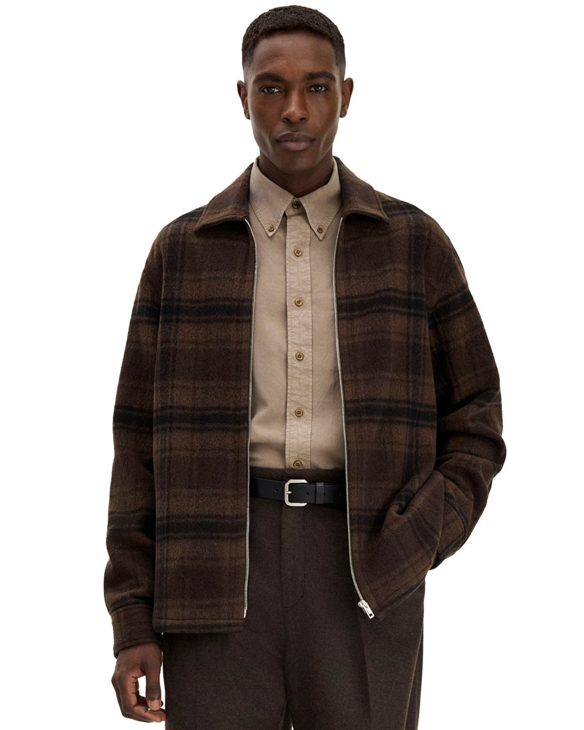 Check Wool Liner Jacket Brown Check
