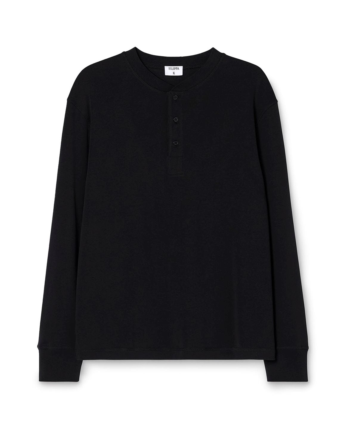 Cotton Rib Henley Black