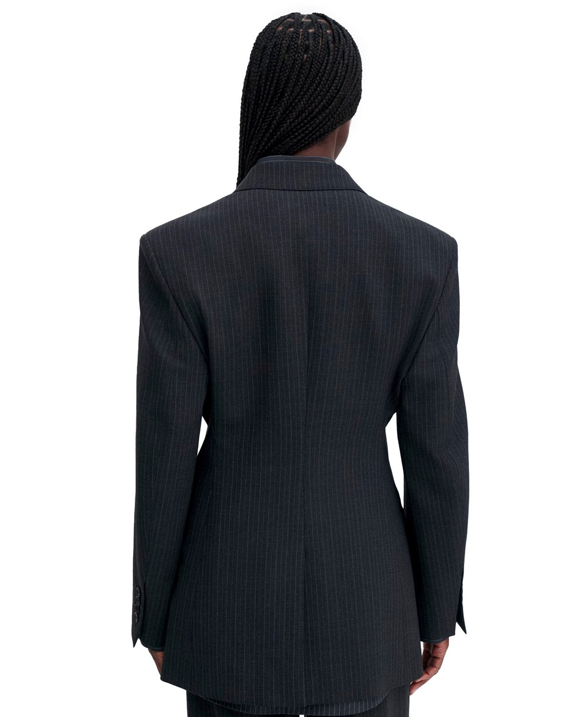 Hourglass Pinstripe Flannel Blazer Anthracite Pinstripe