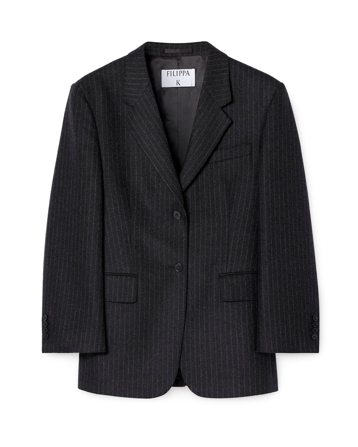Hourglass Pinstripe Flannel Blazer Anthracite Pinstripe