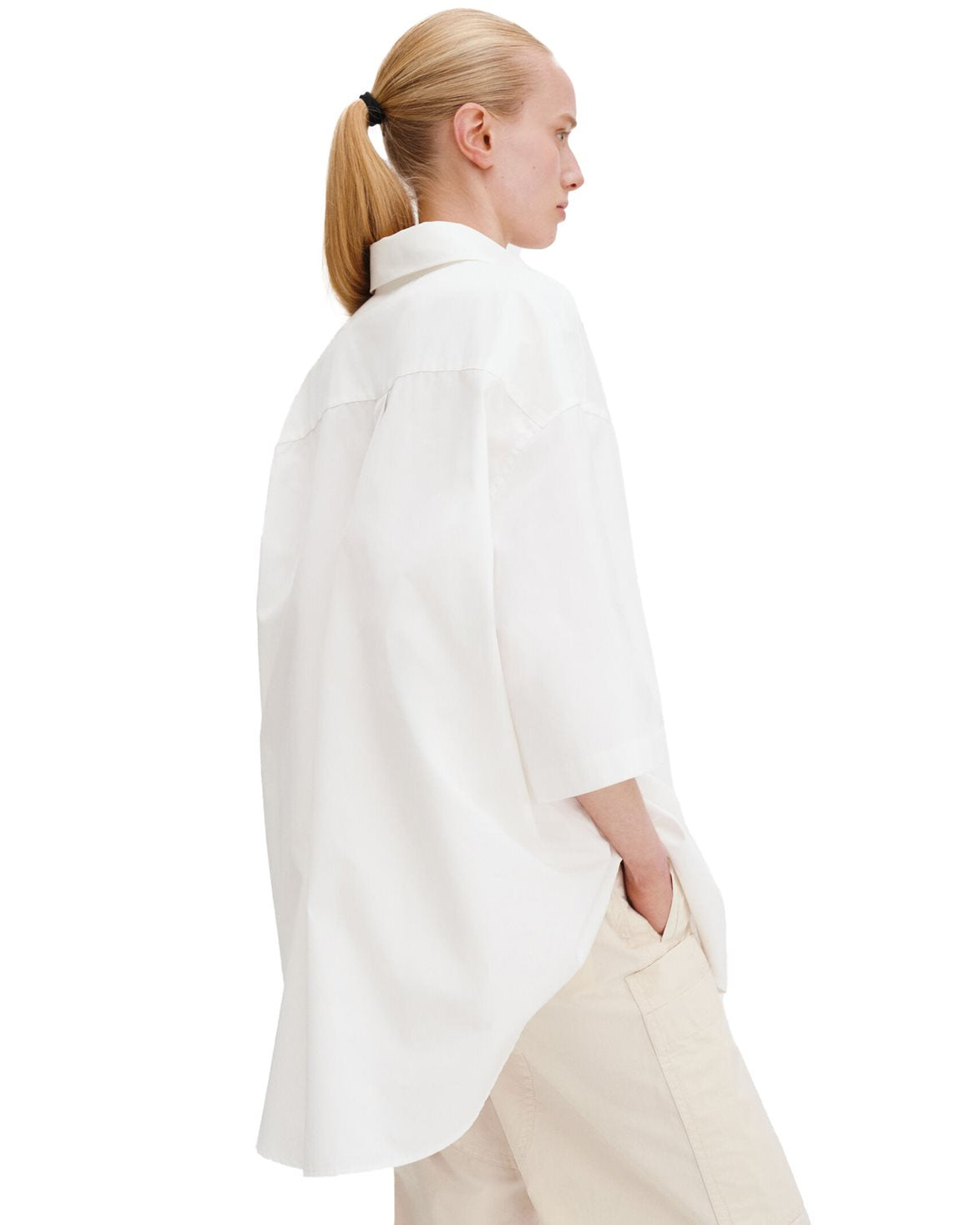 Oversized Short Sleeve Shirt White