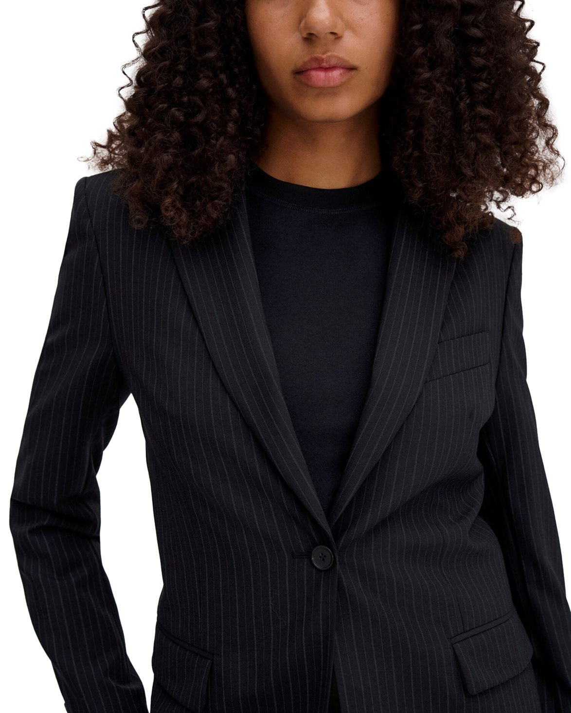 Sasha Pinstripe Blazer Black